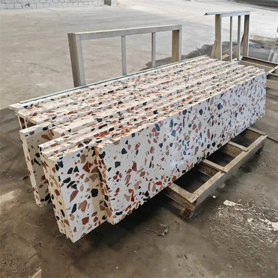 Bancadas polidas/afiadas, laje de terrazzo, material de construção, pedra artificial, piso de cerâmica, terrazzo