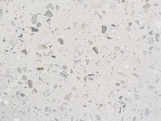 Laje de terrazzo branco polido artificial para decoração de pisos/paredes/azulejos/bancadas/escadas/peitoris/colunas/mosaicos internos/externos