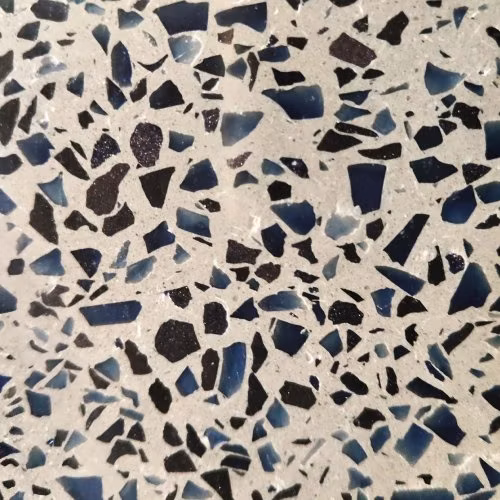 Brown Dark Blue Big Fragments Artificial Stone Terrazzo 